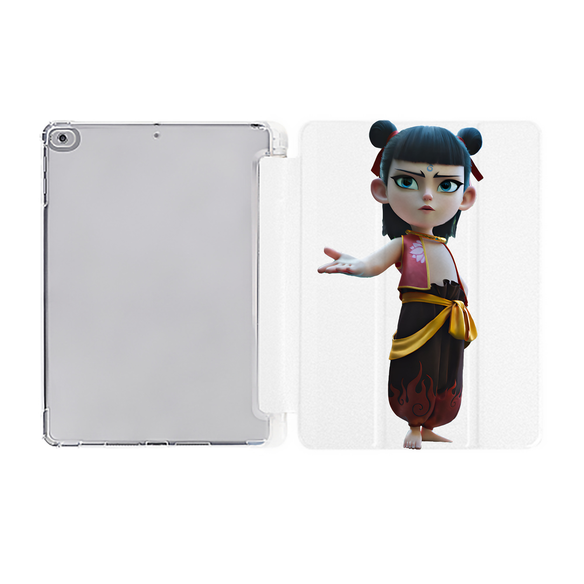 （画像用） Ne Zha 2 ナタ 魔童の大暴れ IPad ケース ペン収納付き 三つ折りスタンド PUレザー×シリコン 対応機種9.5/10.5/10.9インチ